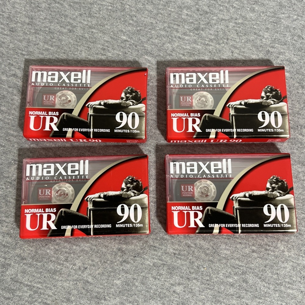 Maxell Ur-90 Normal‎ Bias Audio Cassette 90min (Pack of 4 - 90 Minute Tapes New